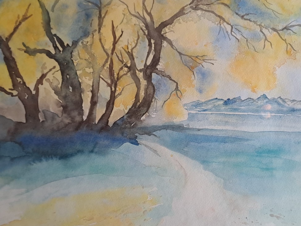 20250826_195004 Aquarellbild Winterlandschaft